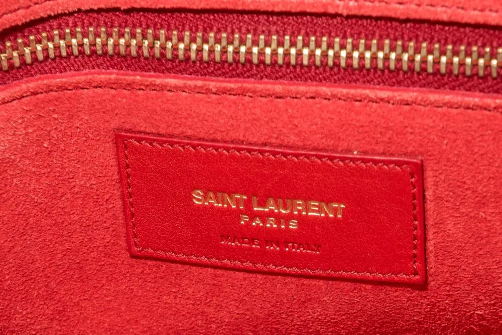 Yves Saint Laurent Sae De Jour Large Tote Bag in Red Leather, with Keys, Lock & Dust Cover