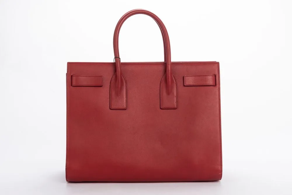 Yves Saint Laurent Sae De Jour Large Tote Bag in Red Leather, with Keys, Lock & Dust Cover