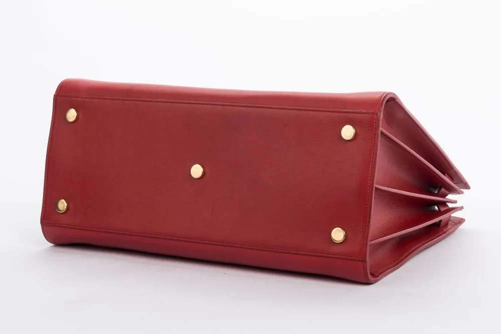 Yves Saint Laurent Sae De Jour Large Tote Bag in Red Leather, with Keys, Lock & Dust Cover