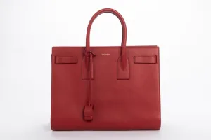 Yves Saint Laurent Sae De Jour Large Tote Bag in Red Leather, with Keys, Lock & Dust Cover