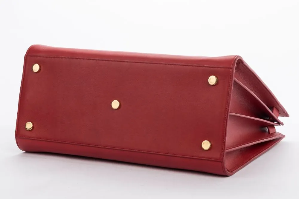 Yves Saint Laurent Sae De Jour Large Tote Bag in Red Leather, with Keys, Lock & Dust Cover