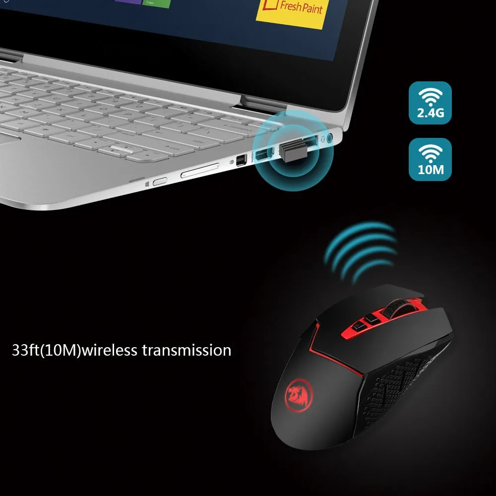YZ Premiums | Dragon Steel Series | Wireless Gaming Mouse w/ 8 Buttons
