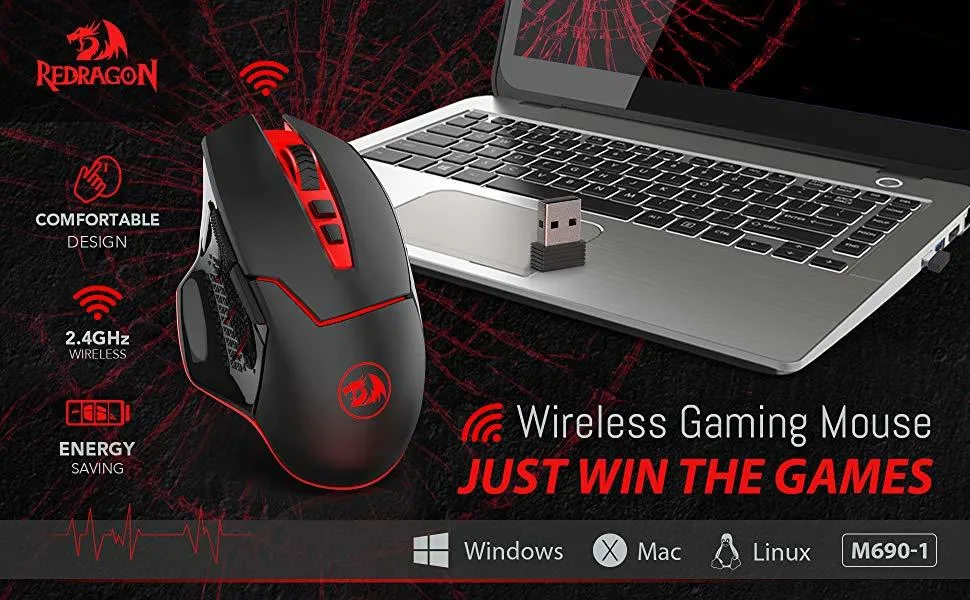 YZ Premiums | Dragon Steel Series | Wireless Gaming Mouse w/ 8 Buttons