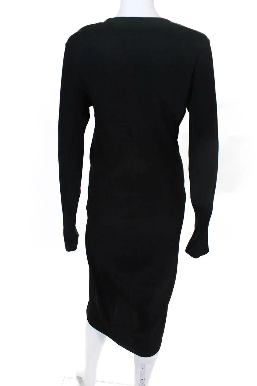 Zero   Maria Cornejo Black V Neck Long Sleeve Maxi Dress