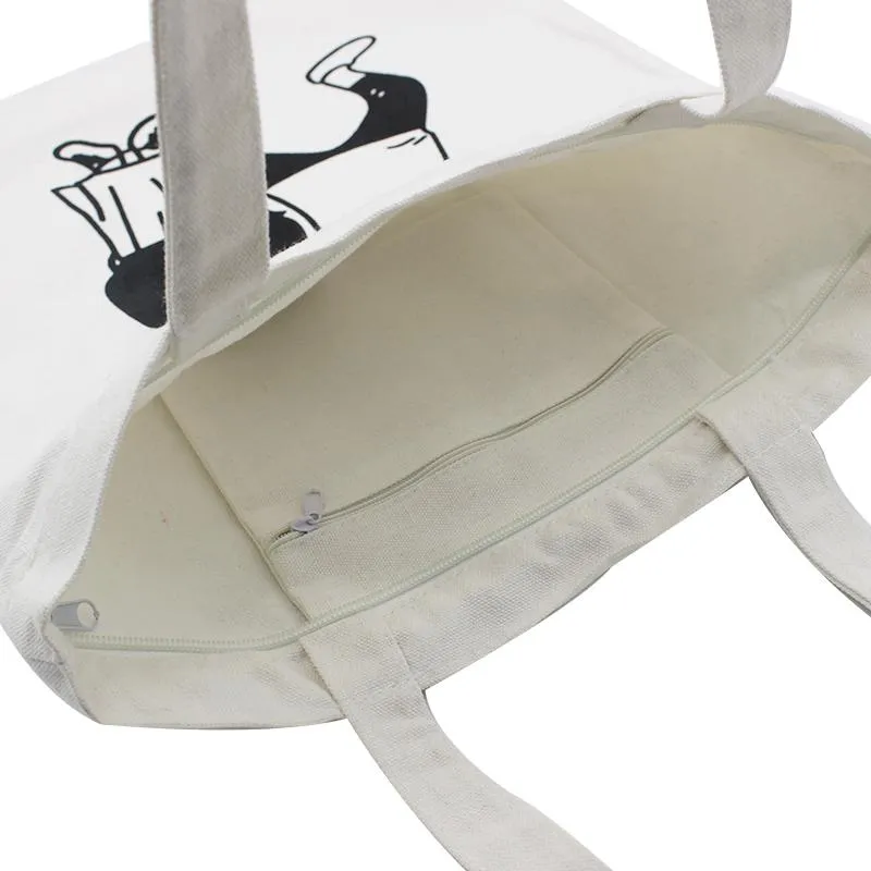 Zippered Canvas Tote Bag 39.3*34.6*2cm