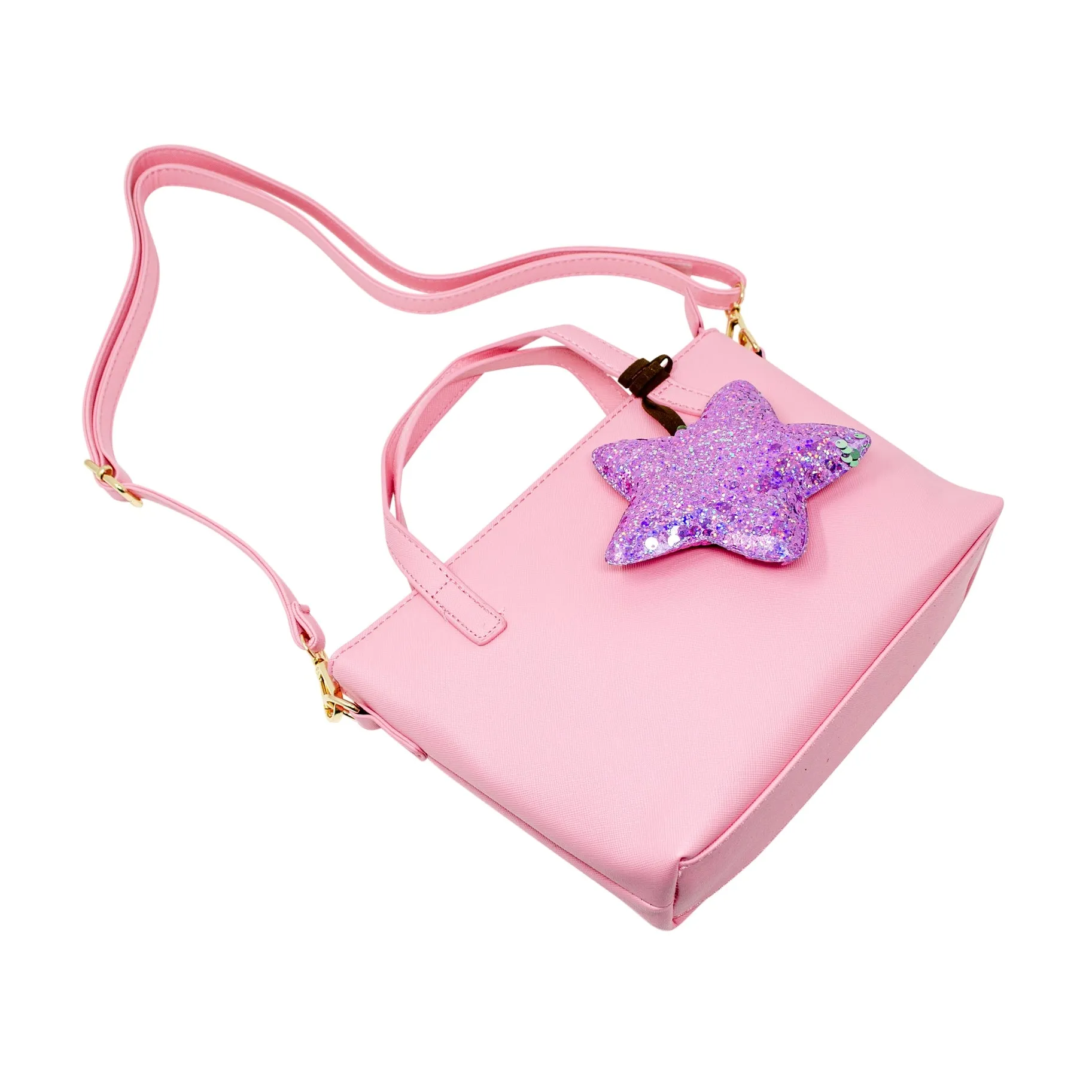 Zomi Gems Leather Tote Bag w/Charm - Pink w/Star