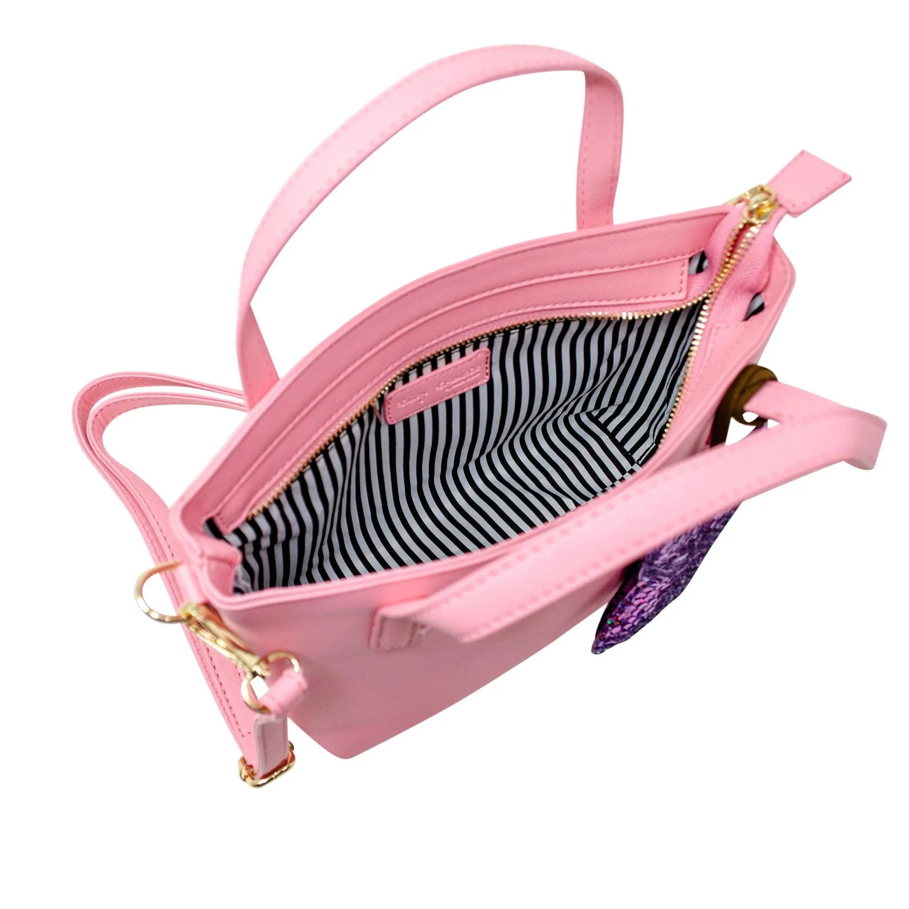 Zomi Gems Leather Tote Bag w/Charm - Pink w/Star