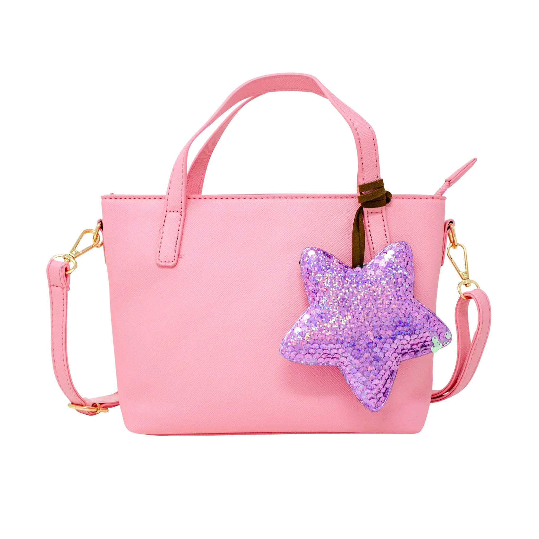 Zomi Gems Leather Tote Bag w/Charm - Pink w/Star
